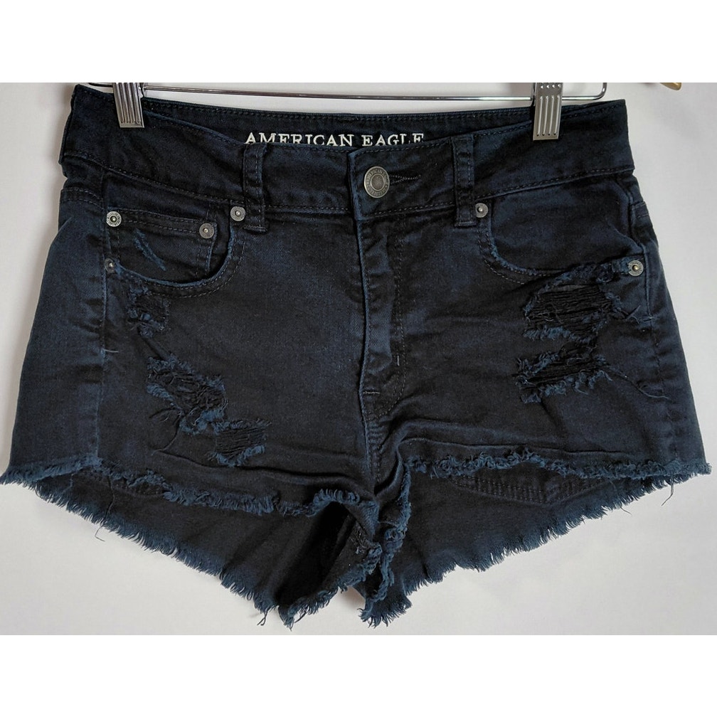 American Eagle Outfitters Distressed Denim Shorts Black Women Size 4